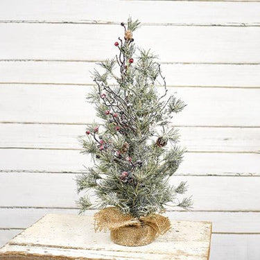 Frosted Tree w Pinecone & Red Berry Medium - The Fox Decor